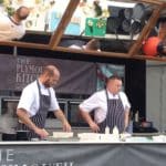 chefs on the stage at the seafood festival