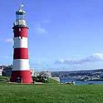 light house red and white in plymouth
